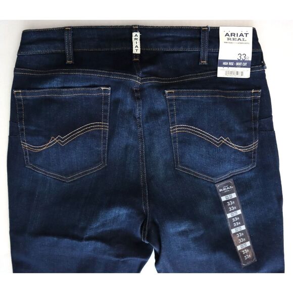 ARIAT R.E.A.L. Women's Sz 33R Pennsylvania Blue High Rise Ballary Boot Cut Jeans - Picture 11 of 13
